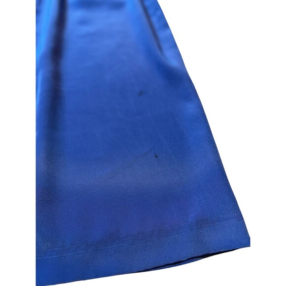 Vintage 90s Dress‎ Leslie Fay Midi Belt Pockets Satin Blue Retro Long Sleeves 10 - Picture 6 of 16
